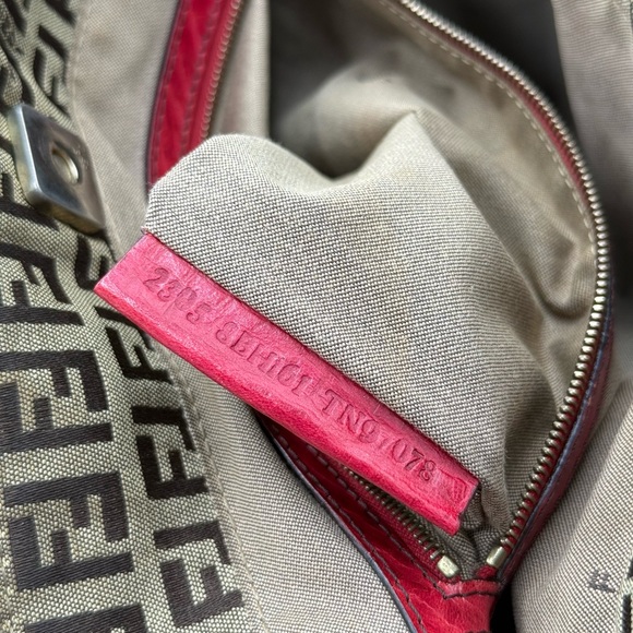Fendi Red and Brown Monogram Tote - Picture 11 of 16